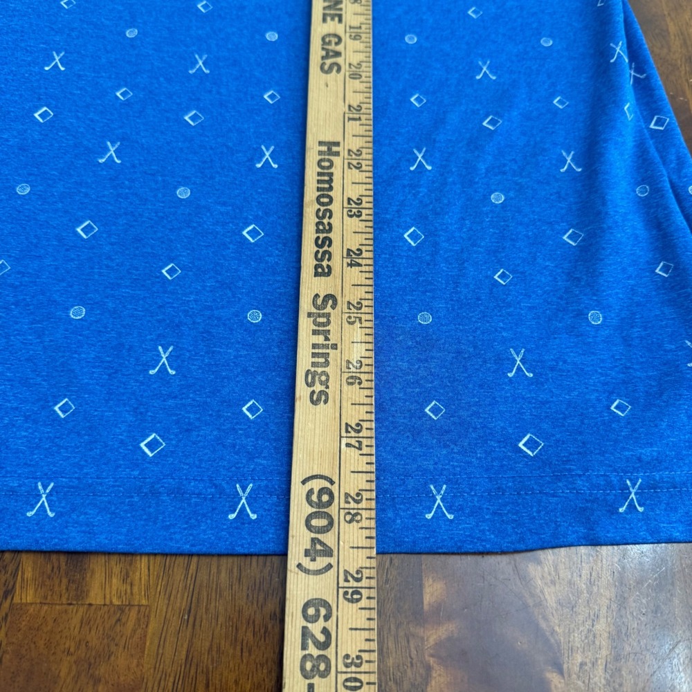 PGA Tour Mens XL Blue Heathered Golf Polo Shirt Short Sleeve Geometric Print - Picture 6 of 8